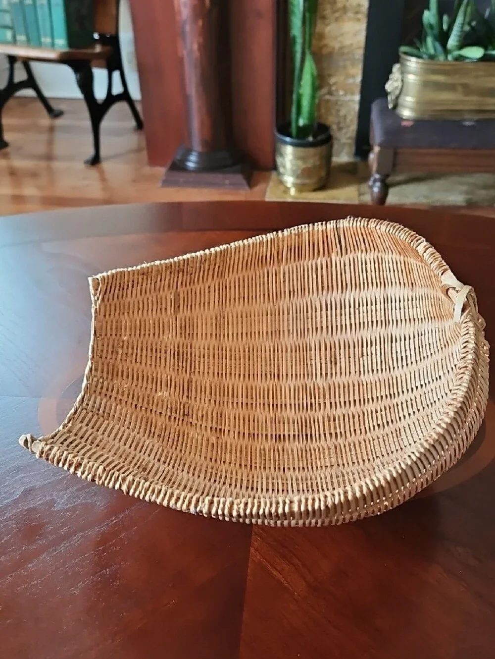 Vintage Handwoven Wicker Winnowing Basket - Harvest Scoop